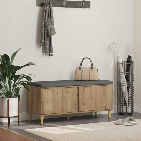 vidaXL Hall Bench with Cushion with Door Artisan Oak 100 x 38 x 46 cm