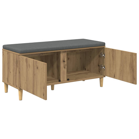 vidaXL Hall Bench with Cushion with Door Artisan Oak 100 x 38 x 46 cm