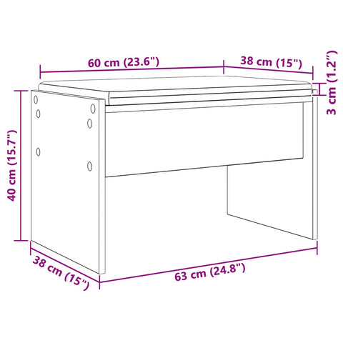 vidaXL Hall Bench with Cushion Concrete Grey 63 x 38 x 40 cm