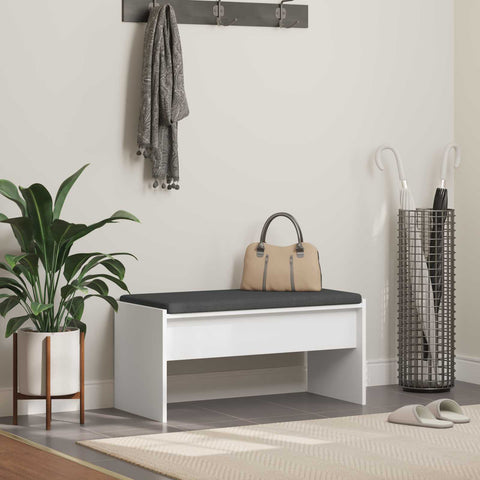 vidaXL Hall Bench with Cushion White 80 x 38 x 46 cm