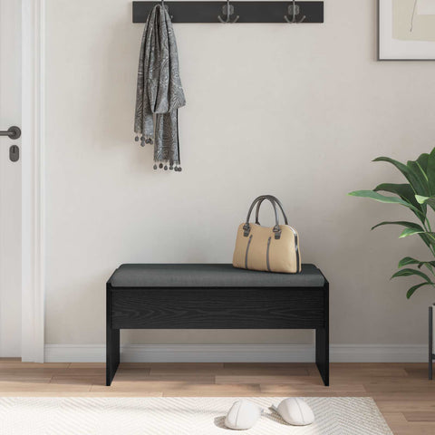 vidaXL Hall Bench with Cushion Black Oak 80 x 38 x 46 cm