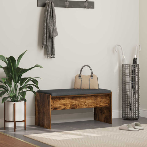 vidaXL Hall Bench with Cushion Smoked Oak 80 x 38 x 46 cm