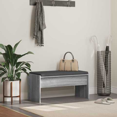 vidaXL Hall Bench with Cushion Grey Sonoma 80 x 38 x 46 cm