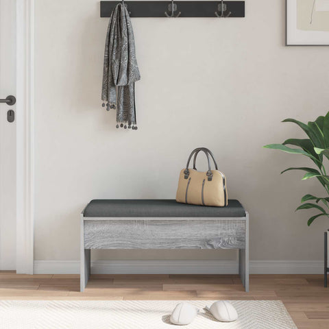 vidaXL Hall Bench with Cushion Grey Sonoma 80 x 38 x 46 cm