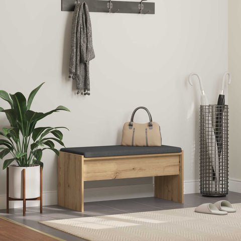 vidaXL Hall Bench with Cushion Artisan Oak 80 x 38 x 46 cm