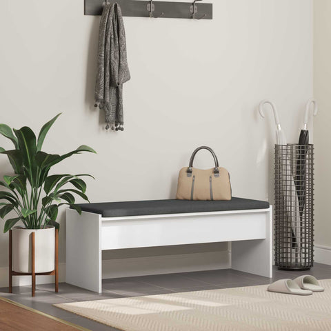 vidaXL Hall Bench with Cushion White 100 x 38 x 46 cm