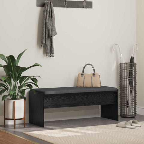 vidaXL Hall Bench with Cushion Black Oak 100 x 38 x 46 cm