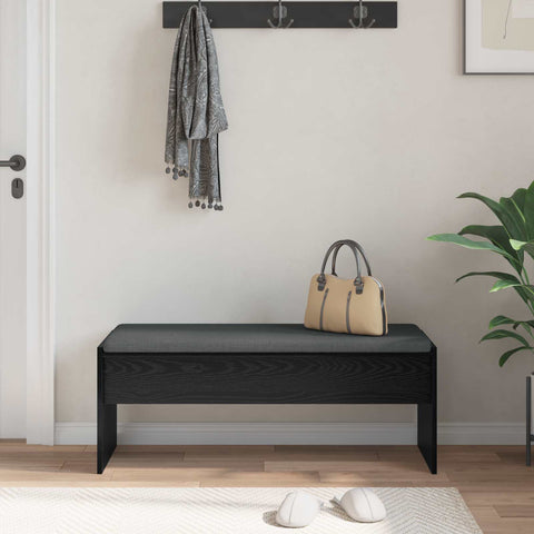 vidaXL Hall Bench with Cushion Black Oak 100 x 38 x 46 cm