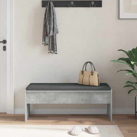 vidaXL Hall Bench with Cushion Concrete Grey 100 x 38 x 46 cm