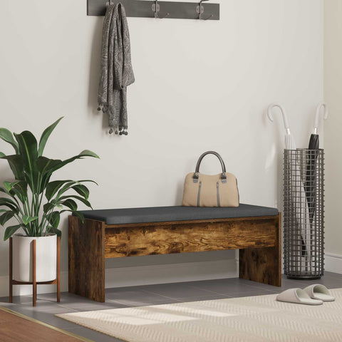 vidaXL Hall Bench with Cushion Smoked Oak 100 x 38 x 46 cm