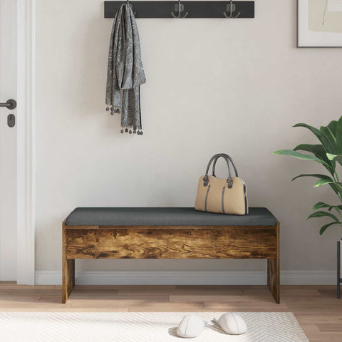 vidaXL Hall Bench with Cushion Smoked Oak 100 x 38 x 46 cm