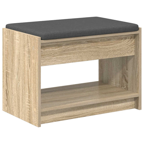 vidaXL Hall Bench with Cushion with Shelf Sonoma Oak 63 x 38 x 45 cm