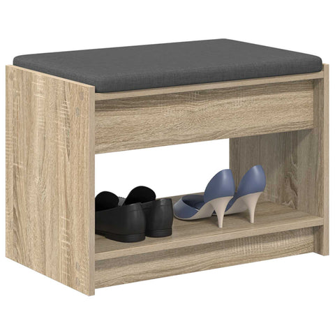 vidaXL Hall Bench with Cushion with Shelf Sonoma Oak 63 x 38 x 45 cm