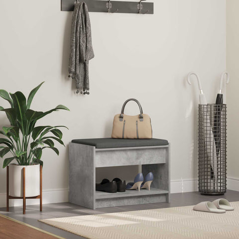 vidaXL Hall Bench with Cushion Concrete Grey 63 x 38 x 45 cm