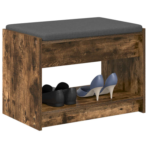 vidaXL Hall Bench with Cushion with Shelf Smoked Oak 63 x 38 x 45 cm
