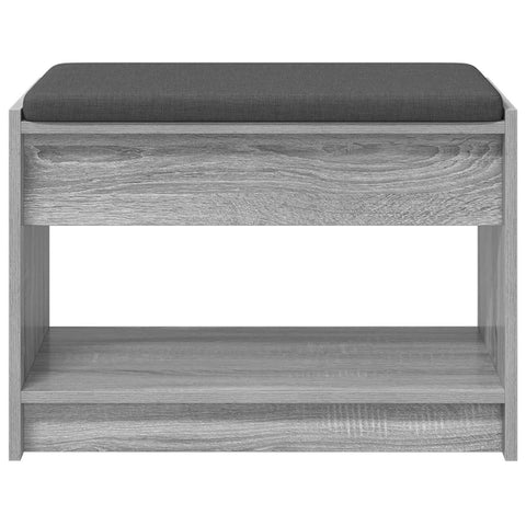 vidaXL Hall Bench with Cushion with Shelf Grey Sonoma 63 x 38 x 45 cm