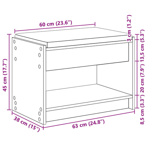 vidaXL Hall Bench with Cushion with Shelf Grey Sonoma 63 x 38 x 45 cm