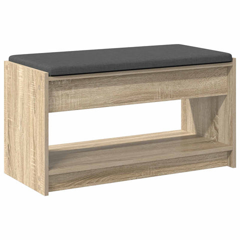 vidaXL Hall Bench with Cushion with Shelf Sonoma Oak 83 x 38 x 45 cm