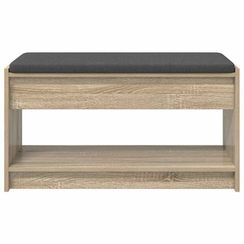 vidaXL Hall Bench with Cushion with Shelf Sonoma Oak 83 x 38 x 45 cm