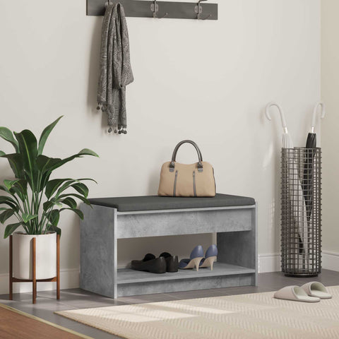 vidaXL Hall Bench with Cushion Concrete Grey 83 x 38 x 45 cm