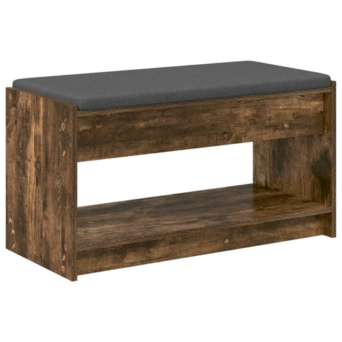 vidaXL Hall Bench with Cushion with Shelf Smoked Oak 83 x 38 x 45 cm