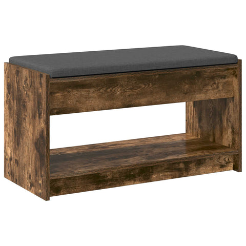 vidaXL Hall Bench with Cushion with Shelf Smoked Oak 83 x 38 x 45 cm