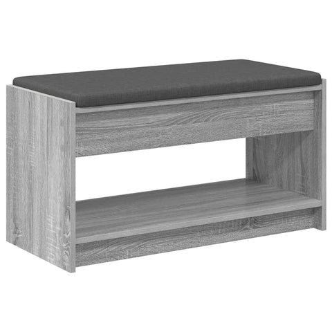 vidaXL Hall Bench with Cushion with Shelf Grey Sonoma 83 x 38 x 45 cm