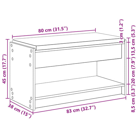 vidaXL Hall Bench with Cushion with Shelf Grey Sonoma 83 x 38 x 45 cm