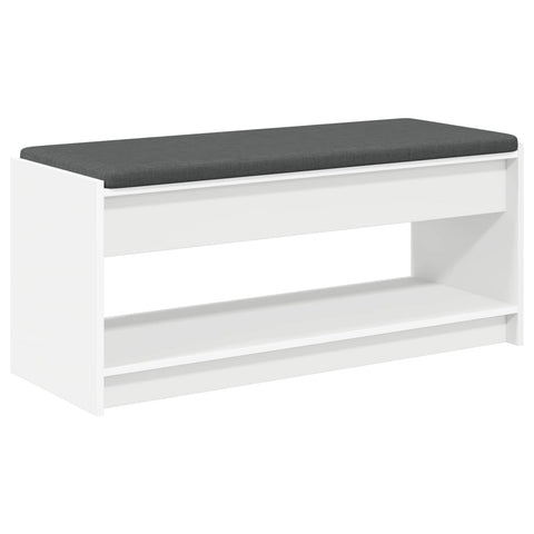 vidaXL Hall Bench with Cushion with Shelf White 100 x 38 x 46 cm