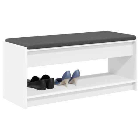 vidaXL Hall Bench with Cushion with Shelf White 100 x 38 x 46 cm