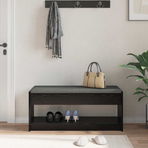 vidaXL Hall Bench with Cushion with Shelf Black Oak 100 x 38 x 46 cm