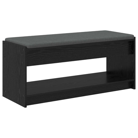 vidaXL Hall Bench with Cushion with Shelf Black Oak 100 x 38 x 46 cm