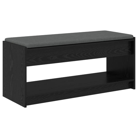 vidaXL Hall Bench with Cushion with Shelf Black Oak 100 x 38 x 46 cm