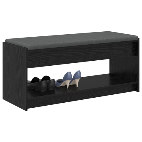 vidaXL Hall Bench with Cushion with Shelf Black Oak 100 x 38 x 46 cm