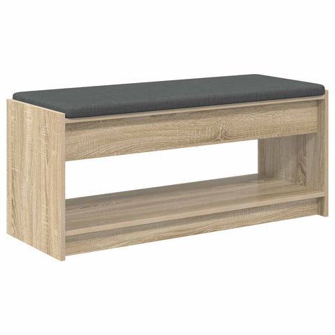 vidaXL Hall Bench with Cushion with Shelf Sonoma Oak 100 x 38 x 46 cm