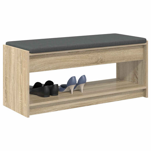 vidaXL Hall Bench with Cushion with Shelf Sonoma Oak 100 x 38 x 46 cm