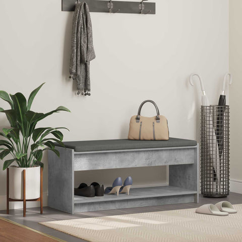 vidaXL Hall Bench with Cushion Concrete Grey 100 x 38 x 46 cm
