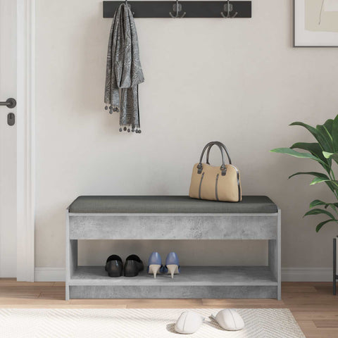 vidaXL Hall Bench with Cushion Concrete Grey 100 x 38 x 46 cm