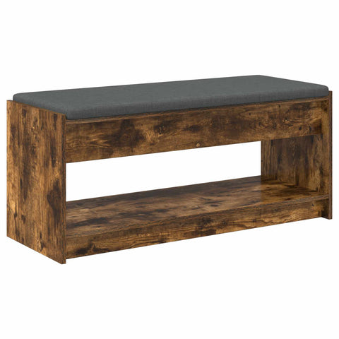 vidaXL Hall Bench with Cushion with Shelf Smoked Oak 100 x 38 x 46 cm