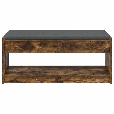 vidaXL Hall Bench with Cushion with Shelf Smoked Oak 100 x 38 x 46 cm