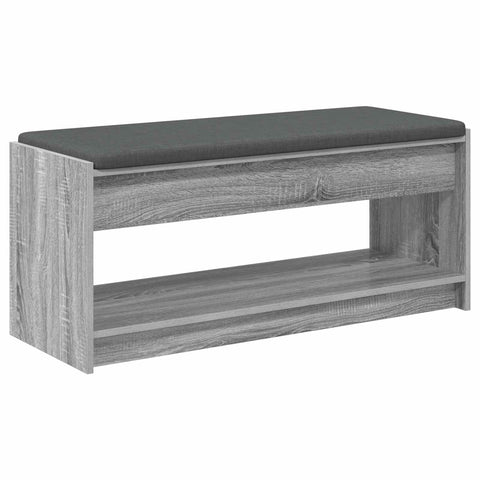 vidaXL Hall Bench with Cushion with Shelf Grey Sonoma 100 x 38 x 46 cm