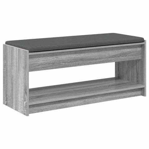 vidaXL Hall Bench with Cushion with Shelf Grey Sonoma 100 x 38 x 46 cm