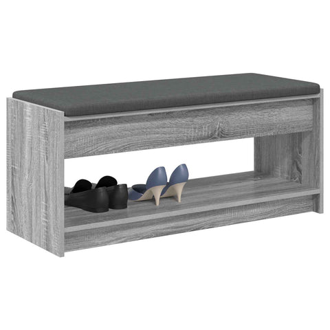 vidaXL Hall Bench with Cushion with Shelf Grey Sonoma 100 x 38 x 46 cm