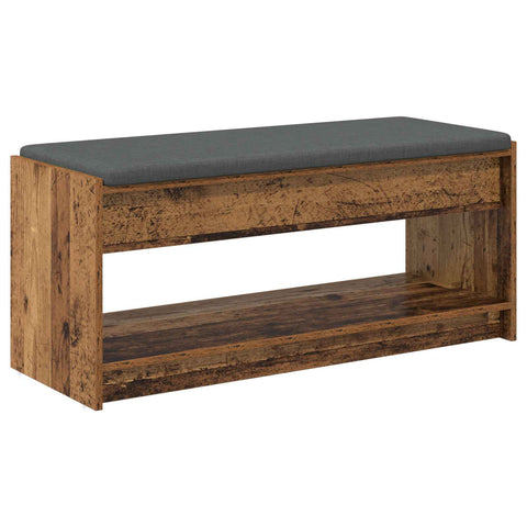 vidaXL Hall Bench with Cushion with Shelf Old Wood 103 x 38 x 45 cm