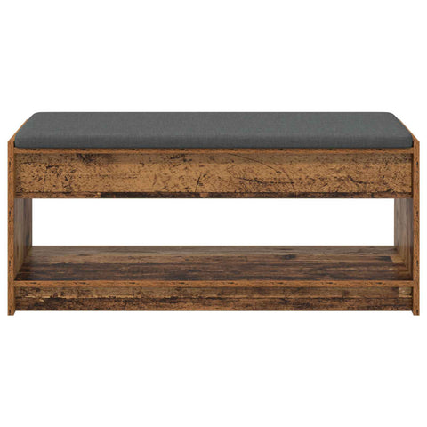 vidaXL Hall Bench with Cushion with Shelf Old Wood 103 x 38 x 45 cm