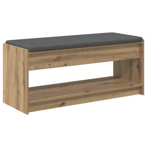 vidaXL Hall Bench with Cushion with Shelf Artisan Oak 100 x 38 x 46 cm