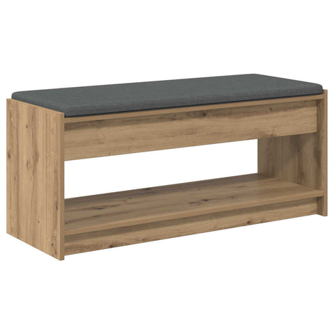 vidaXL Hall Bench with Cushion with Shelf Artisan Oak 100 x 38 x 46 cm