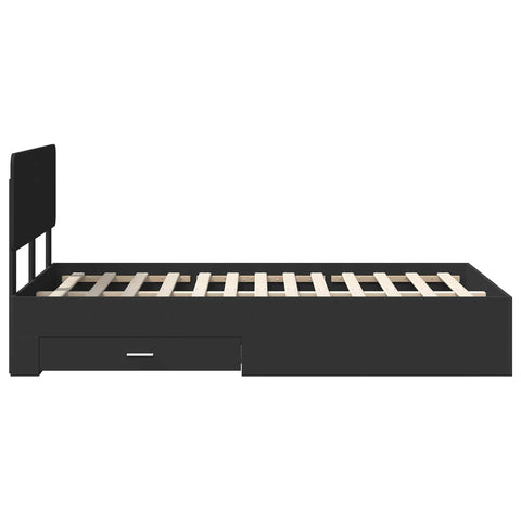 vidaXL Bed Frame with Headboard Black 135 x 190 cm Engineered Wood