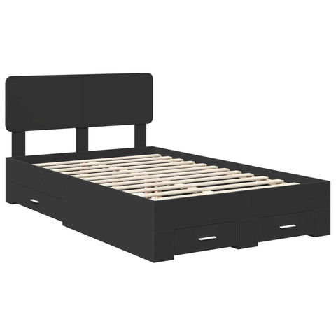 vidaXL Bed Frame with Headboard Black 120 x 190 cm Engineered Wood