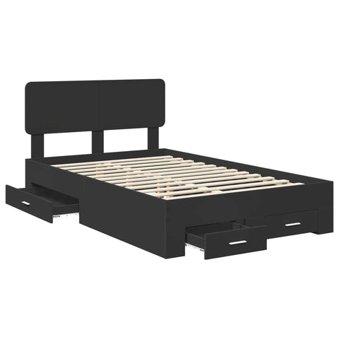 vidaXL Bed Frame with Headboard Black 120 x 190 cm Engineered Wood